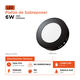 Panel Led Redondo Aplicar 6w Luz Fria (negro) Black+decker - Vista 2