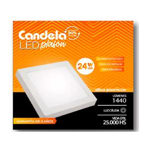 Panel Led Cuadrado Aplicar 24w Luz Calida 1440lm 300x300x40mm Candela
