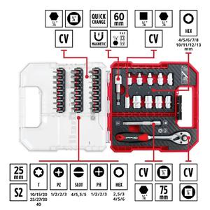 Kwb Set  37 Piezas Puntas Tubos Llave Crique  Encastre 1/4 + Estuche