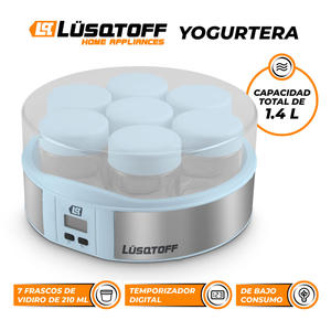 Lusqtoff - Yogurtera Digital 1.7 Litros 15w - 7 Frascos De Vidrio