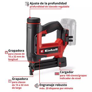 Einhell Clavadora Engrampadora A Bateria 18v Te-cn 18/32-li Solo (sin Bateria - Sin Cargador)