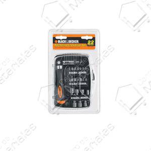 Black & Decker Set  22 Piezas Atornillador Puntas Tubos