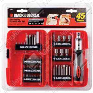 Black & Decker Set  45 Piezas Atornillador Puntas Tubos