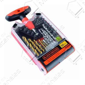 Black & Decker Set  50 Piezas + Atornillador  T