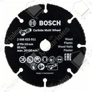 Bosch Disco Multiproposito P/amol Corte Mad. Metal. Pvc  Gws12v-76 (76x10mm)