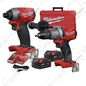 Milwaukee Combo 18v Atornillador Impacto + Taladro Percutor (2 Baterias 5ah - Cargador - Maletin)