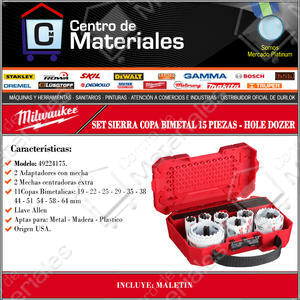 Milwaukee Set 15 Sierras Copa Bimetalicas