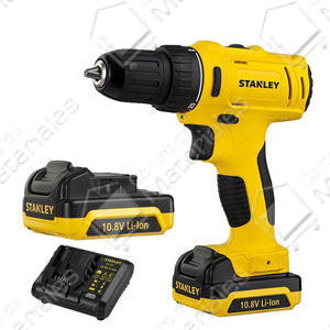 Stanley - Atornillador Taladro 10mm S/perc 12v 2vel. Mec. Rev. Led 2bat 1,5a Carg. Maletin Scd12s2k