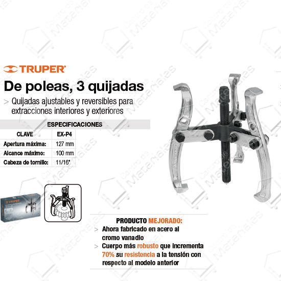 Truper Extractor Polea Mecanico 3 Garr. 127mm Mod.ex-p4