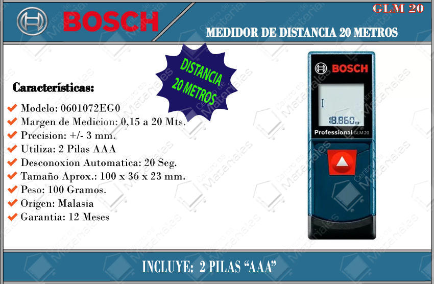 GLM 20 Laser Measure Bosch Professional