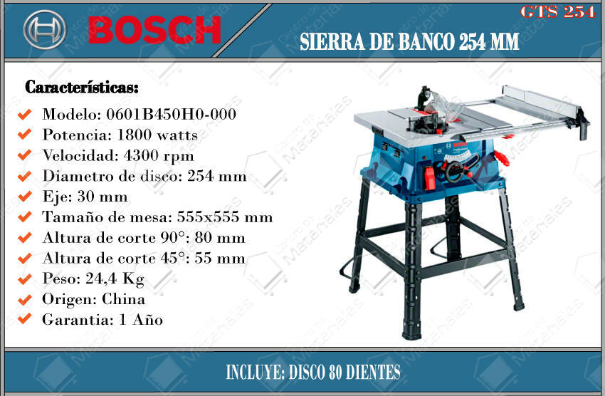 Bosch Sierra De Banco Gts 254 1800w 10\