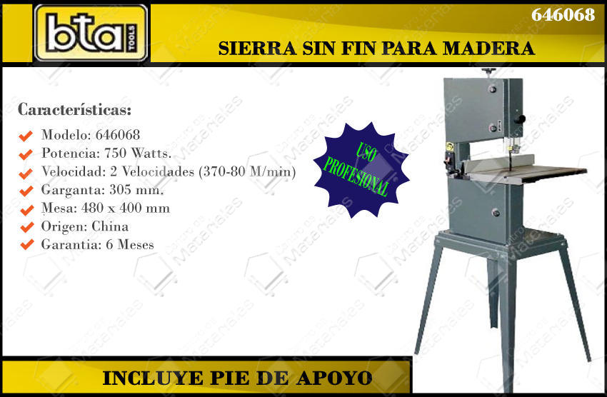 Bta Sierra Sin Fin P/madera 305 Mm 2 Vel - Centro de Materiales