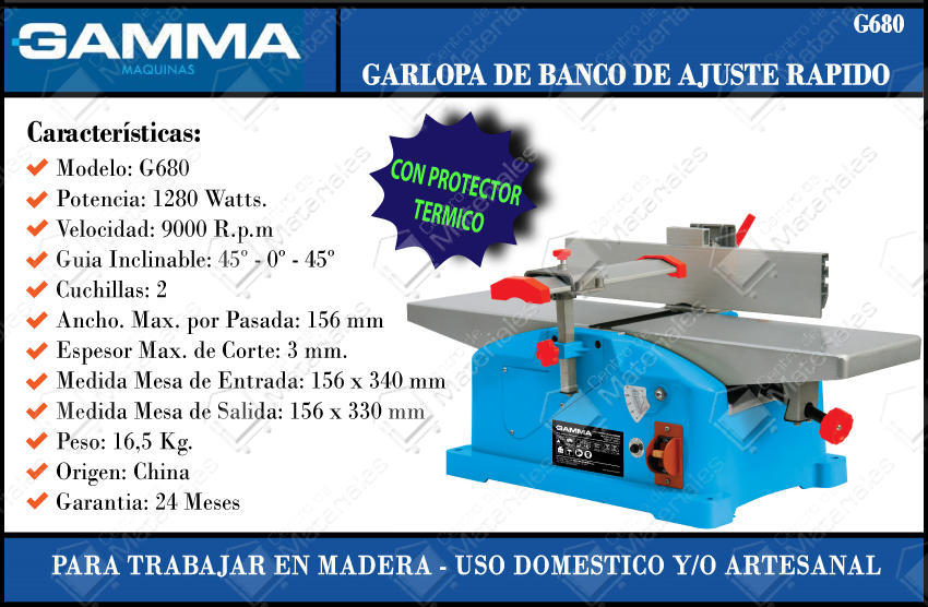 Gamma Garlopa 1280 W - 156 Mm-da