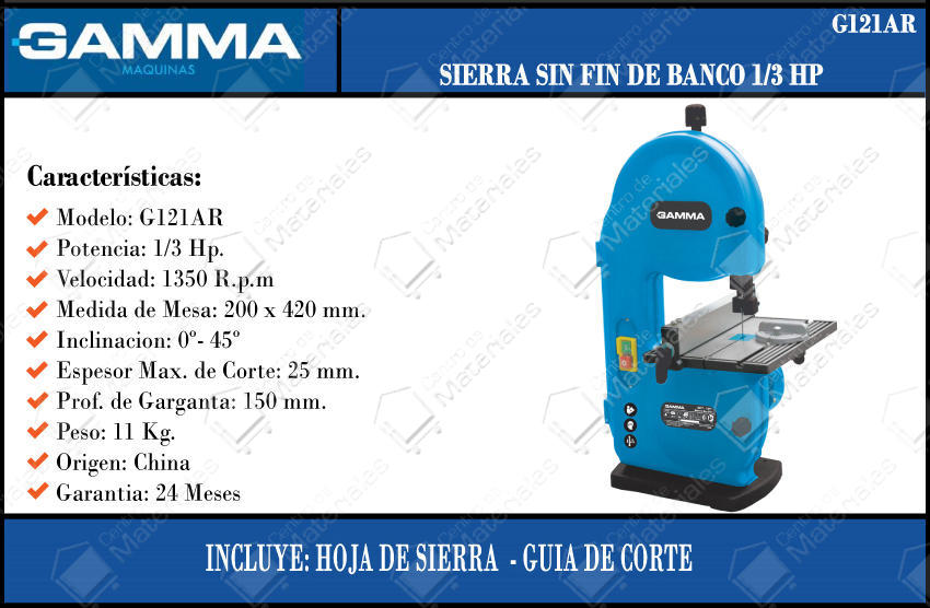 Gamma Sierra Sin Fin 1/3 Hp 1350 Rpm - Centro de Materiales
