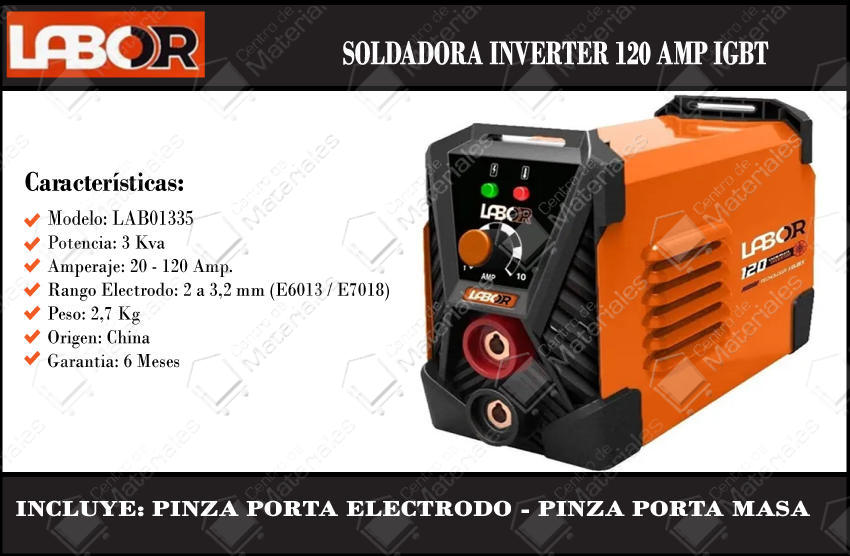 Labor Soldadora Inverter 120 Amp - Centro de Materiales