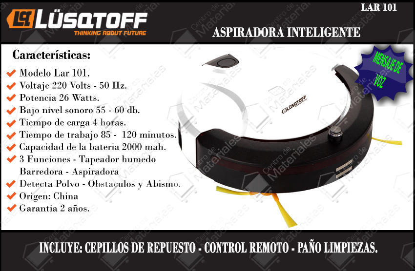 Lusqtoff Aspiradora Robot Inteligente 3 Fun. Barredora - Aspiradora -  Trapeador Humedo - Centro de Materiales