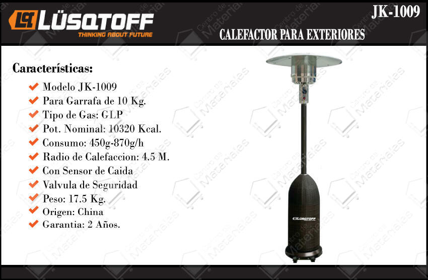 Lusqtoff Calefactor Sombrilla P/ Garrafa 10320 Kcal - Ratan Hongo