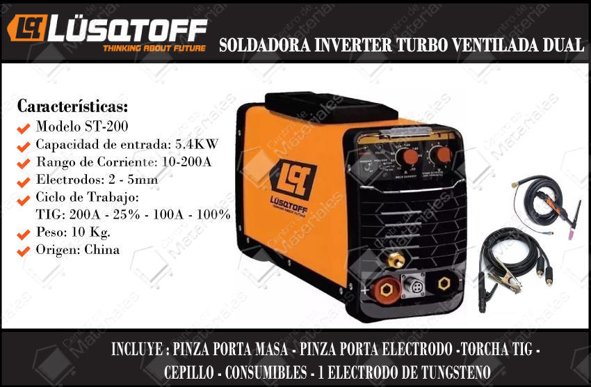 Lusqtoff Soldadora Inverter Tig Y Electrodo 200 Amp. - Centro de Materiales
