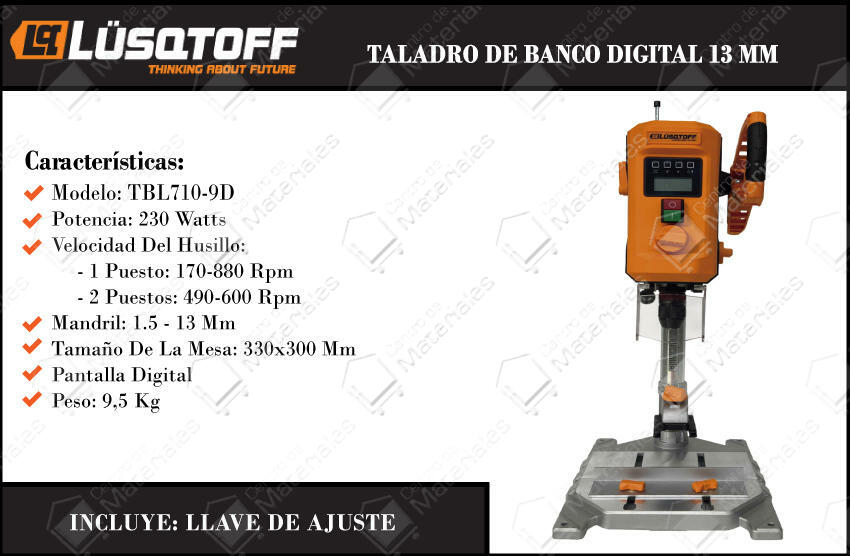 Lusqtoff Taladro De Banco Digital 13 Mm 230 W - Centro de Materiales