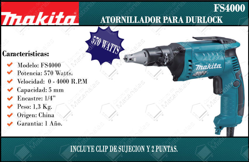 Makita Atornillador P/durlock 570 Watt 4000 Rpm