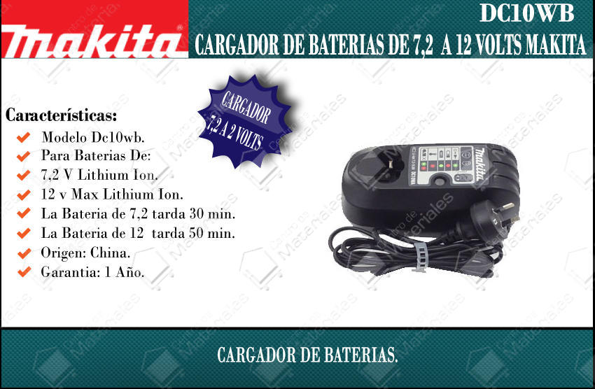 Makita Cargador Para Bateria 72 108 12 Volts Mod
