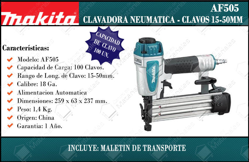 Makita Clavadora Neumatica 15-50mm - Centro de Materiales