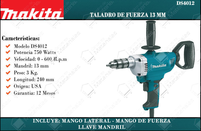 Makita Taladro De Fuerza 13 Mm 750w 600rpm - Centro de Materiales