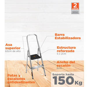 Black & Decker Escalera Aluminio 2 Escalones 150 Kg