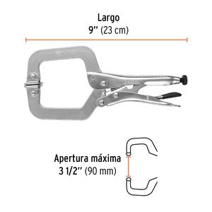 Truper Pinza Presion 9" Tipo "c" Mordaza Autoajustable