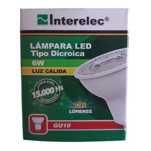 Lampara Led Dicroica Gu10 Interelec 6w Luz Calida