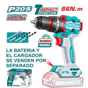 Total Atornillador Taladro Percutor 13 Mm - 20 V (sin Baterias Sin Cargador )