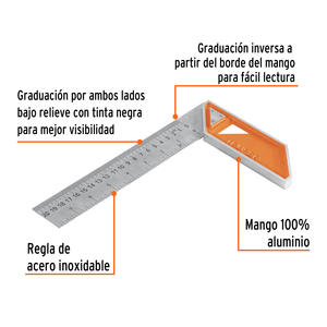 Truper Escuadra Profesional Acero.inox 20cm 8"
