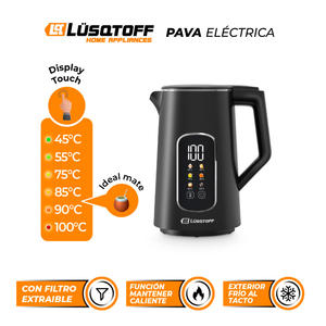 Lusqtoff - Pava Electrica 1,7l Negra Con Display Lq-pv806