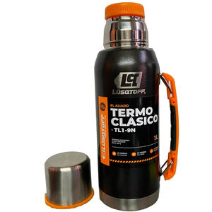 Lusqtoff Termo Negro Naranja Acero Inoxidable 1 Lt