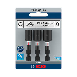Bosch Set 3 Boquillas Tubo Impacto Magnetico Hexagonal ( 1/4" - 5/16" - 3/8" )