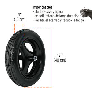 Truper Carretilla Bandeja Metalica  127 Lts. Naranja Rueda Maciza (cat-45ff)