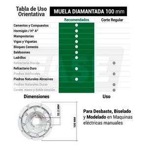 Patroll Plato Muela Diamantada 4" - Interior 22,2 Mm