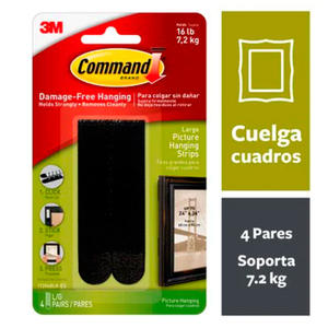 3m Tiras Abrojo Colgar Cuadro X4 Negro Command 17206