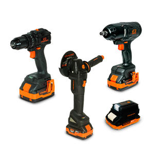 Lusqtoff Combo 18v Taladro 13mm + Amoladora 115mm + Llave Impacto 750nm - Black Series
