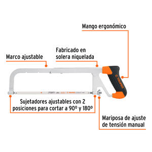 Truper Arco De Sierra Profesional Tubular 12" Ajustable