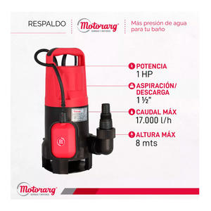 Motorarg Bomba Sumergible Portatil Sap As 100 220v 1hp Agua Sucia