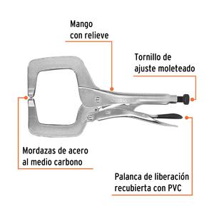 Truper Pinza Presion 11" Tipo "c" Mordaza Fija