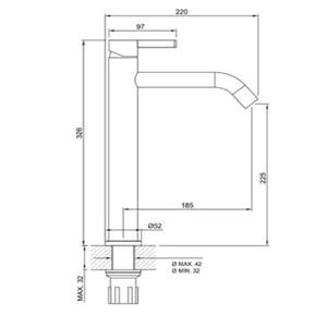 Peirano Griferia Monocomando Alto De Baño Steel 61-205