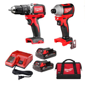 Milwaukee Combo 18v Atornillador Impacto + Taladro Percutor (2 Baterias 2ah - Cargador - Bolso)