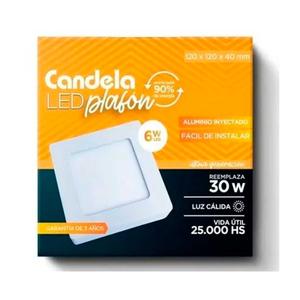 Panel Led Cuadrado Aplicar 6w Luz Calida 360lm 120x120x40mm Candela