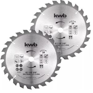 Kwb Disco Sierra Circular 7-1/4 (184mm) Eje 16 Mm - 24 Dientes X 2 Unidades