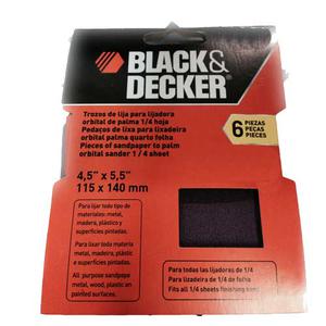 Black & Decker Lija 1/4 Hoja 115x140mm X6 G. Surt