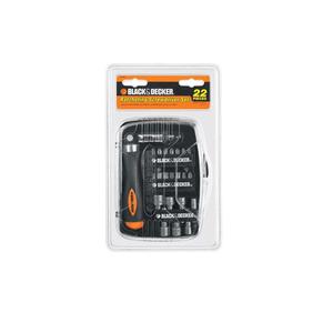 Black & Decker Set  22 Piezas Atornillador Puntas Tubos