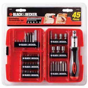 Black & Decker Set  45 Piezas Atornillador Puntas Tubos