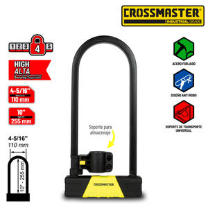 Crossmaster Candado Traba Tipo U 110x255mm Alta Seguridad